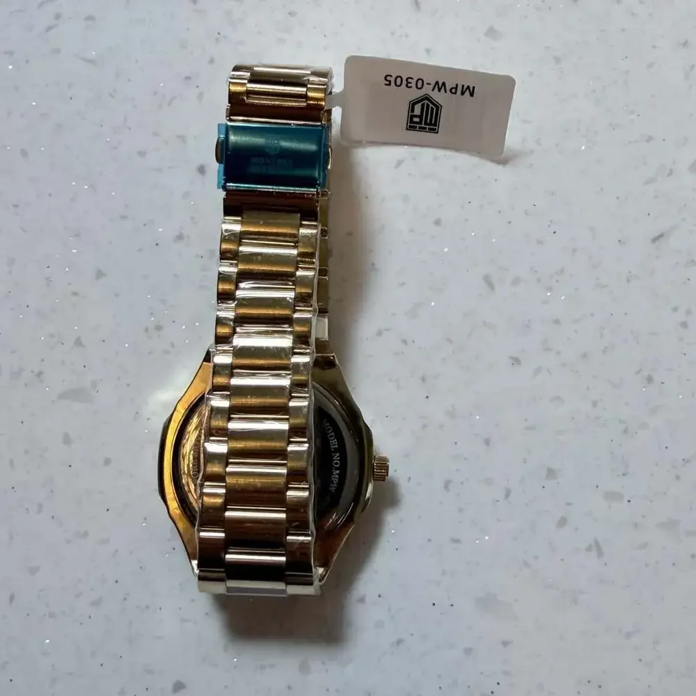 Montres Prestige MPW-0305 Men's Watch with Tiffany Blue Dial and Gold-Tone Case